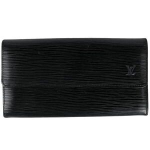 Louis Vuitton Pochette Porte Monnaie Wallet Bifold Long Epi Noir Black